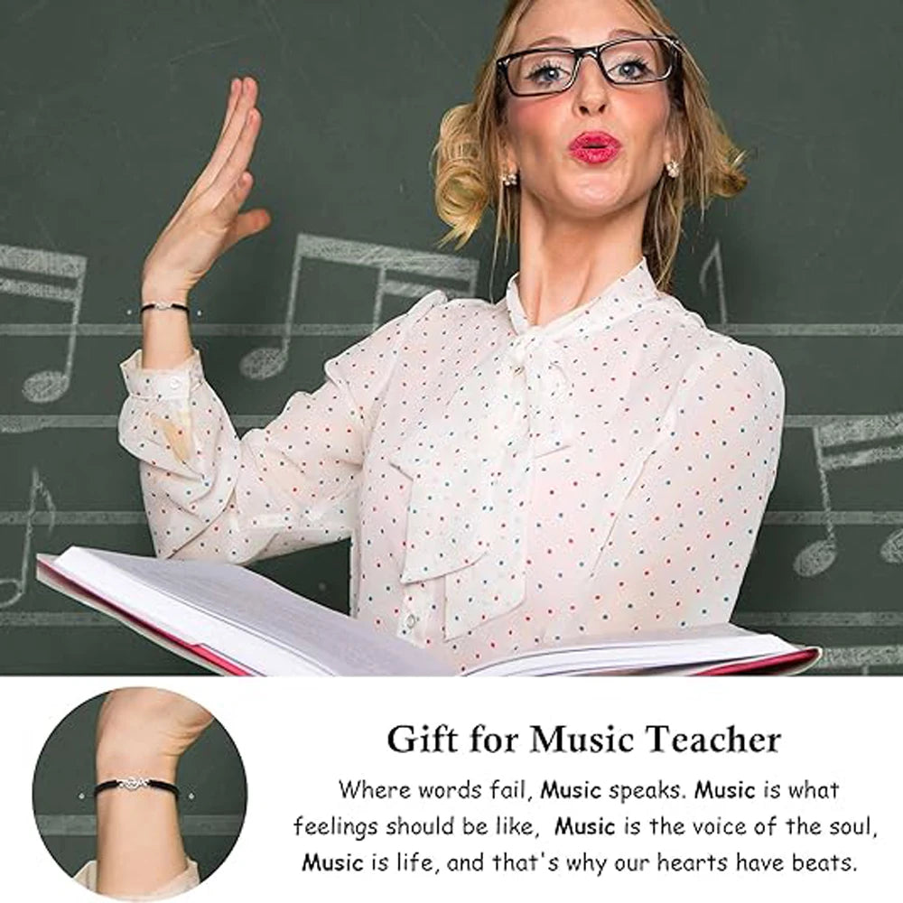 Beautiful, Black, Music Sentiment Bracelet…Great Gift For Teacher Appreciation & All Other Music Lovers