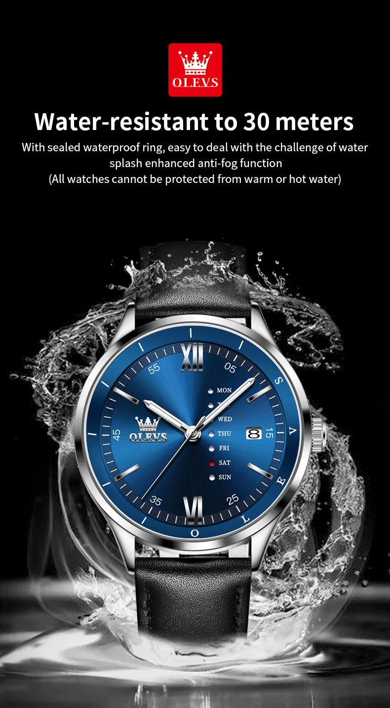 New, Waterproof Luminous, Automatic Date, Quartz Wristwatch For Men, By OLEVS