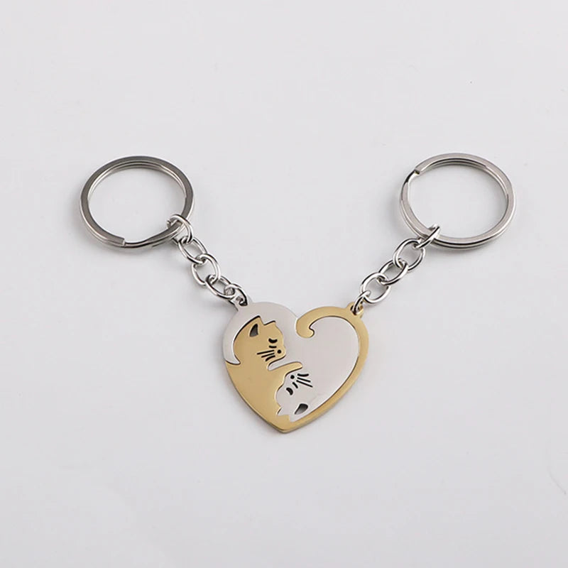 Yin and Yang Cat Pendant Keychain