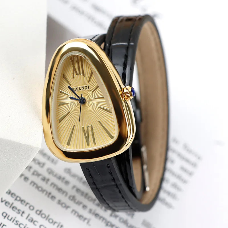 New!!! Top Fashion, Designer, Quartz Snake Shape Leather Strap Watch