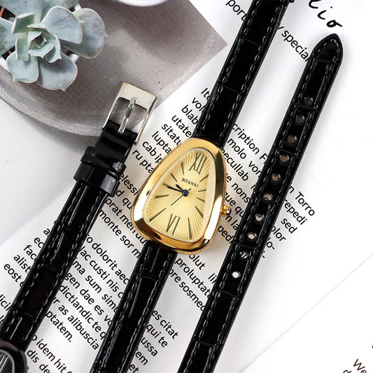 New!!! Top Fashion, Designer, Quartz Snake Shape Leather Strap Watch