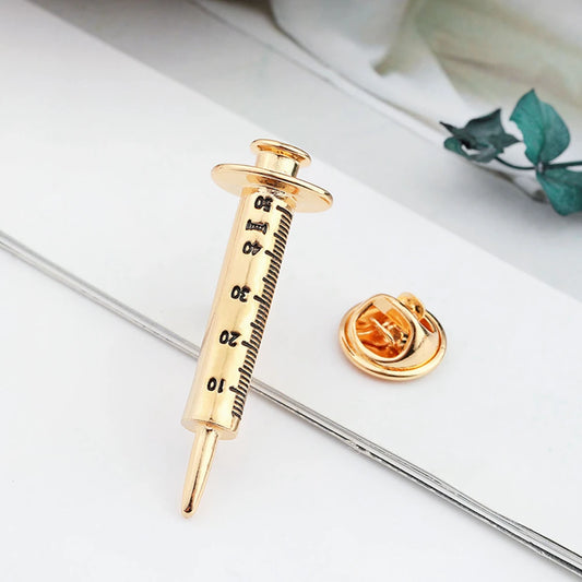 Classic, Medical Metal Brooch Syringe Pin By, CATUNI...Gift For Doctor, Nurse Or Graduate