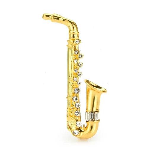 Elegant, High-Fashion Rhinestone Saxophone Brooch...As A Gift... Or For The Music Lover In You