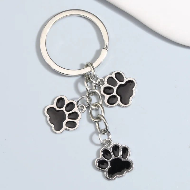 Cute, Enamel Dog Paw Footprints Keychain, Great Gift For Dog Lovers