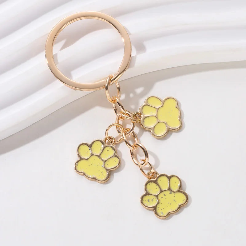 Cute, Enamel Dog Paw Footprints Keychain, Great Gift For Dog Lovers
