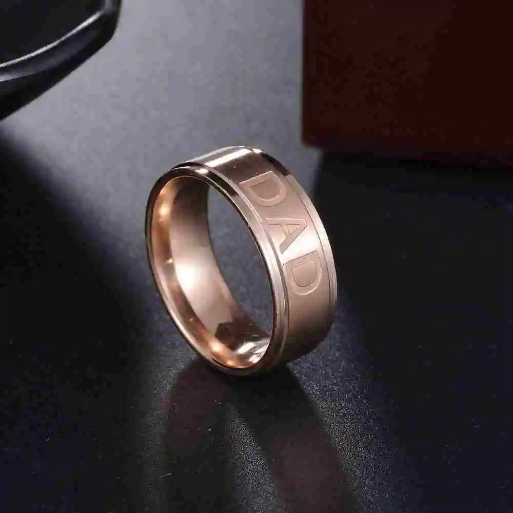 New Fashion, "LOVE YOU DAD” Stainless Steel Engraved Dad Ring, Great Father's Day Gift