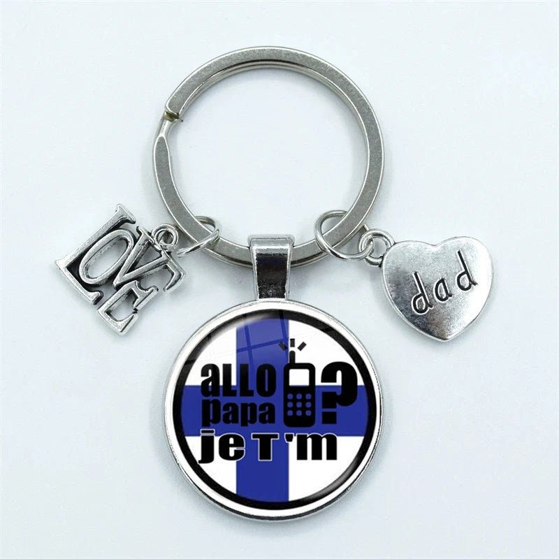 I Love Super Dad, Glass Dome Cabochon, Key Ring Keychain