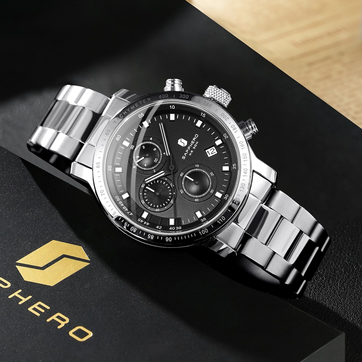 SAPPHERO, Luxury Brands, Gold Plated Stainless Steel, Men’s, Elegant, Waterproof, Quartz Watch…Perfect For That First Date