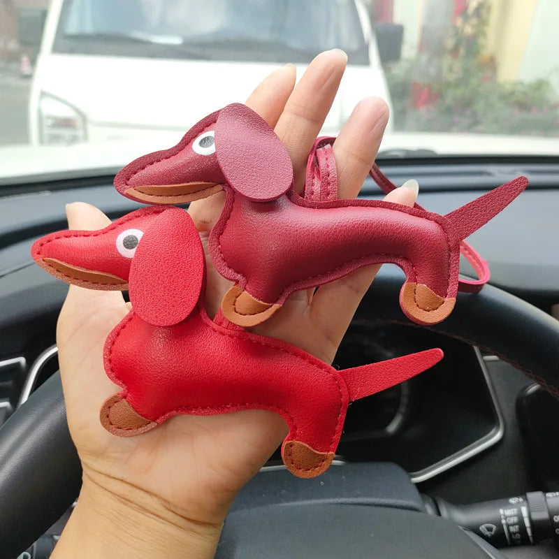 Dachshund Dog Leather Keychain