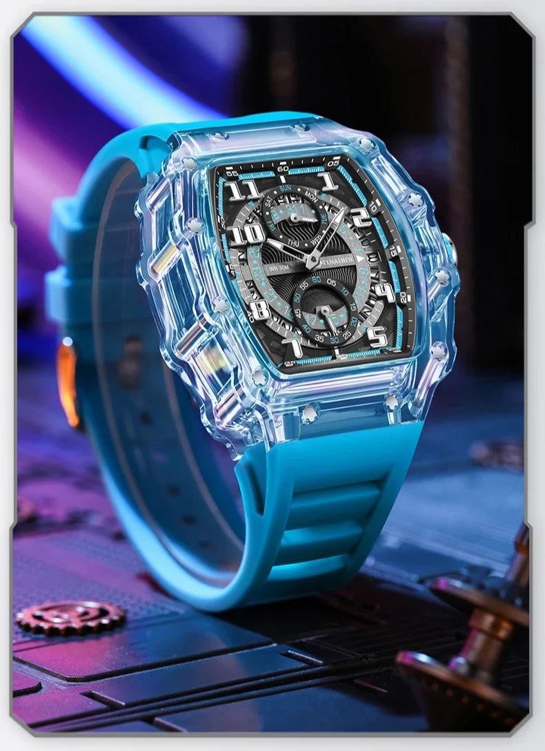 Unique, Blue, Fashion, Men's Waterproof, Outdoor, Sports, Military Watch For Men,