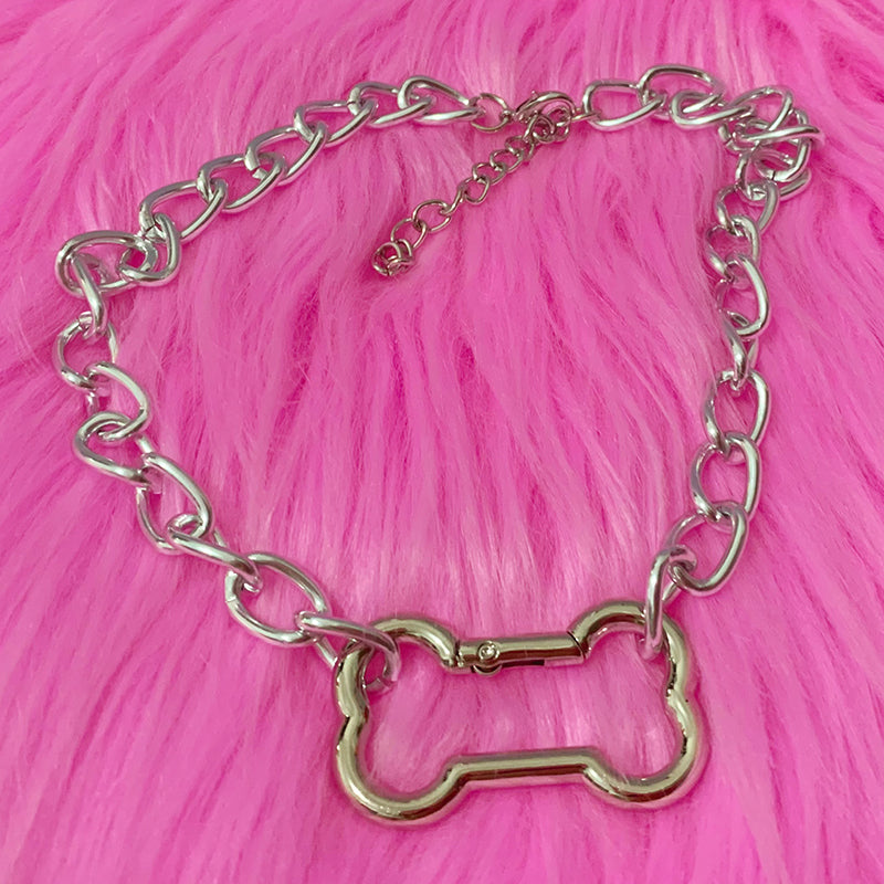 Punk Fashion, Korean Hollowed-Out Dog Bone, Pendant Necklace