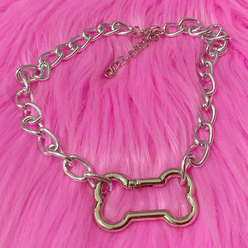 Punk Fashion, Korean Hollowed-Out Dog Bone, Pendant Necklace