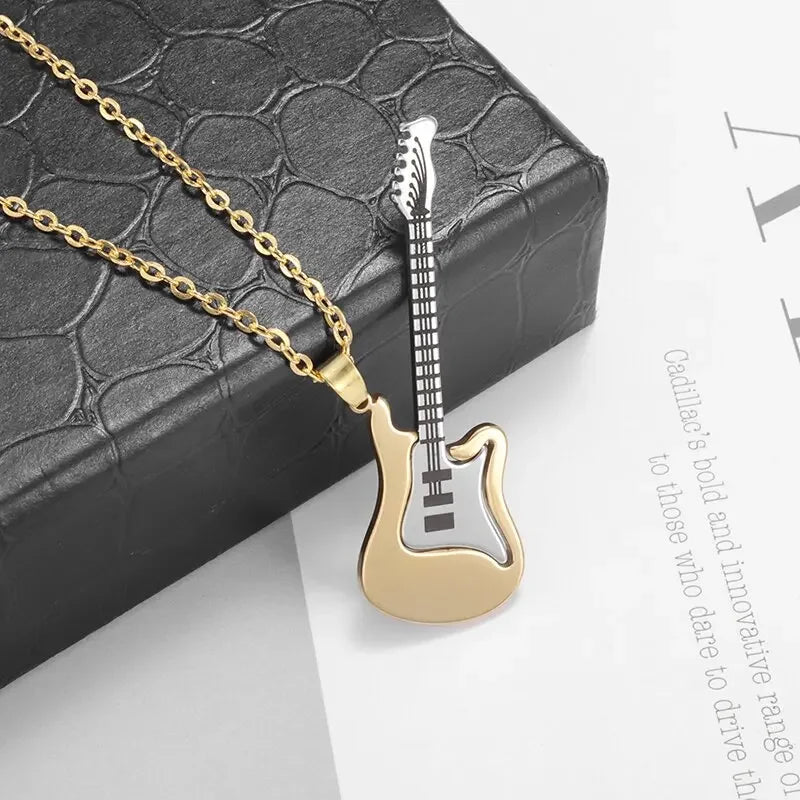 Stainless Steel, Electric Guitar Pick Necklace for Men and Women…Jewelry For Music Lovers