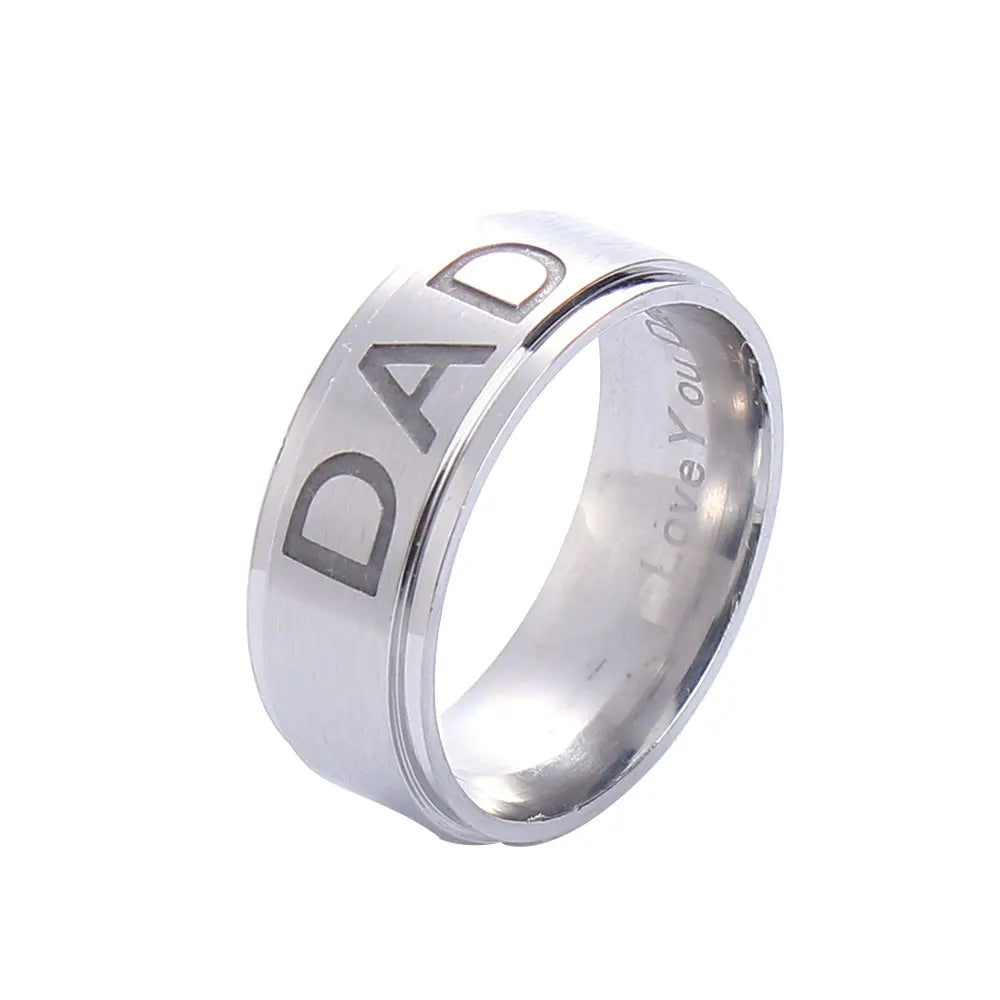 New Fashion, "LOVE YOU DAD” Stainless Steel Engraved Dad Ring, Great Father's Day Gift