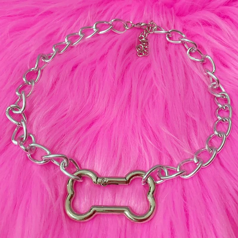 Punk Fashion, Korean Hollowed-Out Dog Bone, Pendant Necklace