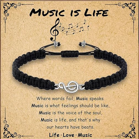 Beautiful, Black, Music Sentiment Bracelet…Great Gift For Teacher Appreciation & All Other Music Lovers