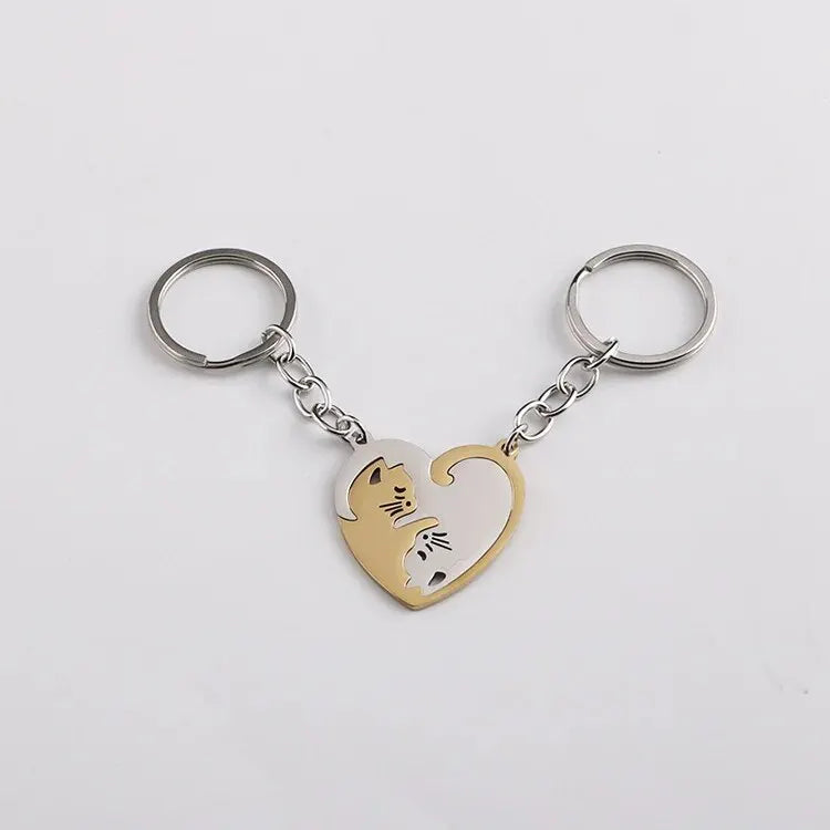 Yin and Yang Cat Pendant Keychain