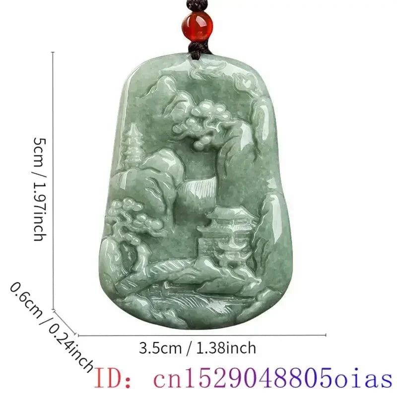 Green Burmese, Jade Amulet Necklace… Fine Jewelry Carved Gemstone, By MC