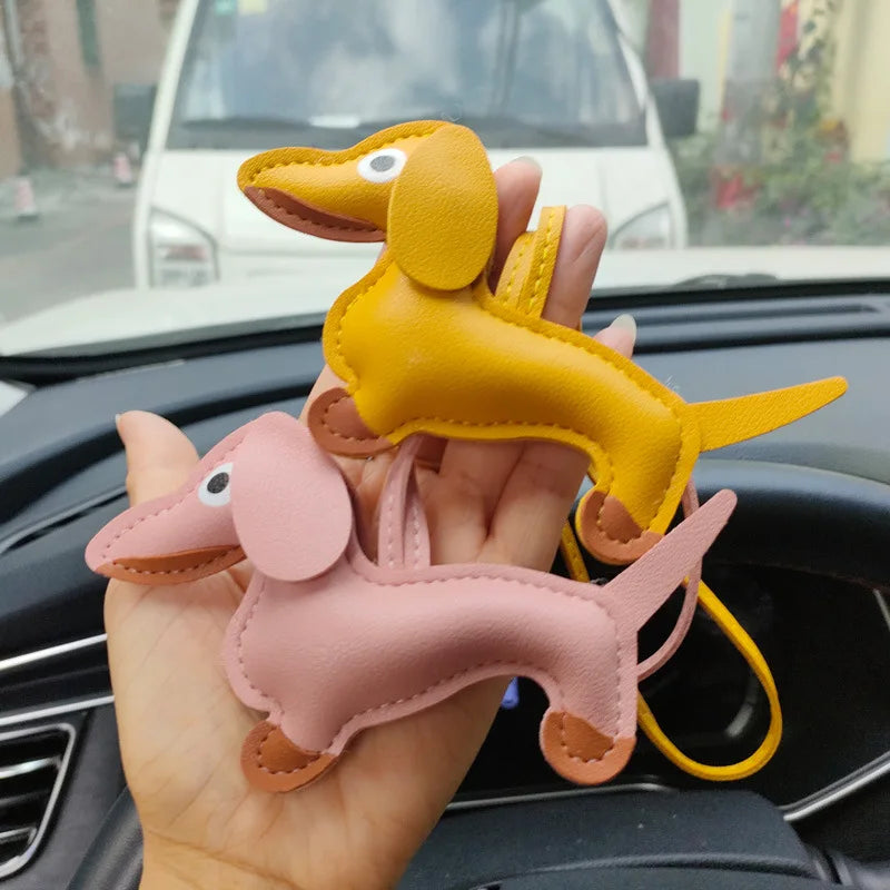 Dachshund Dog Leather Keychain