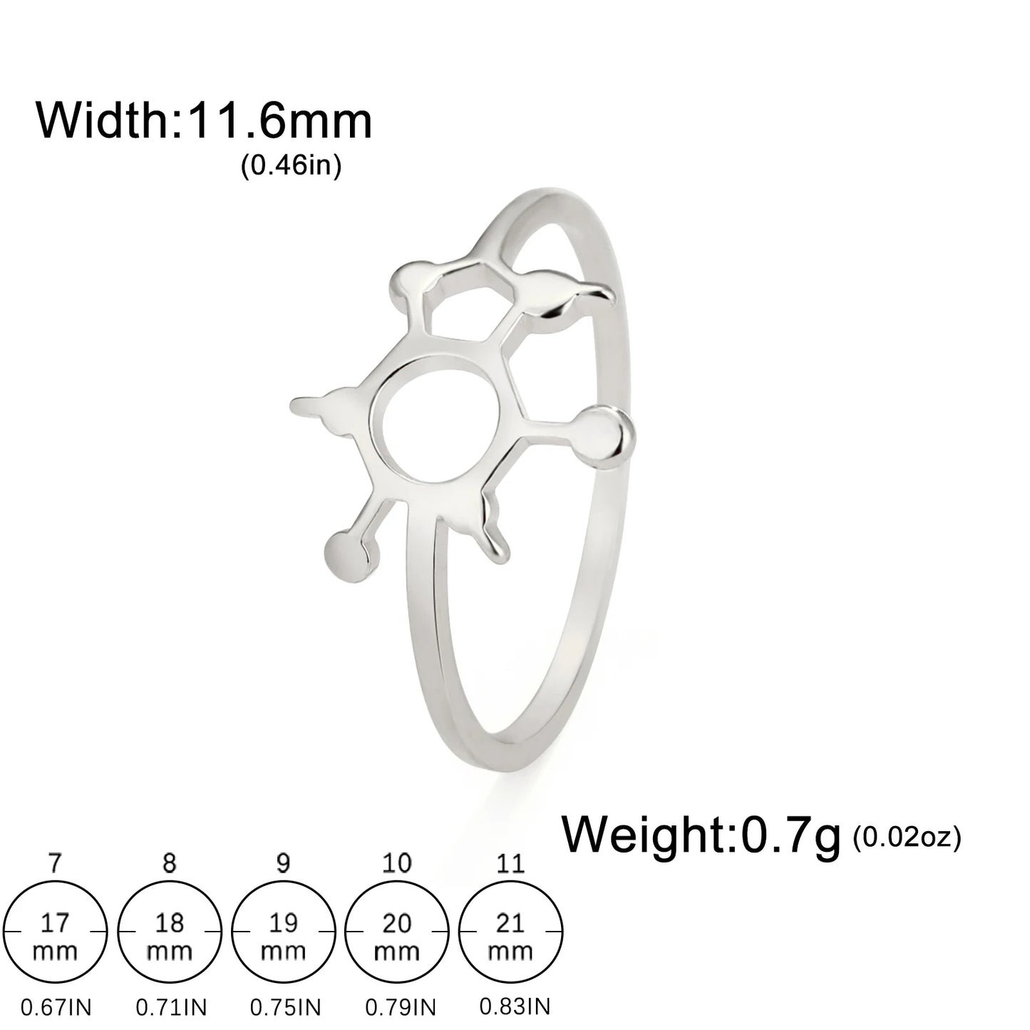 Attractive, Stainless Steel Chemical Molecule Ring, by Skyrim
