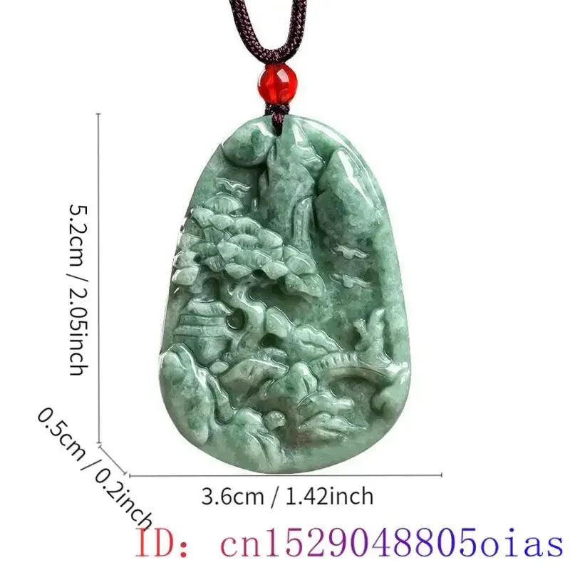 Green Burmese, Jade Amulet Necklace… Fine Jewelry Carved Gemstone, By MC