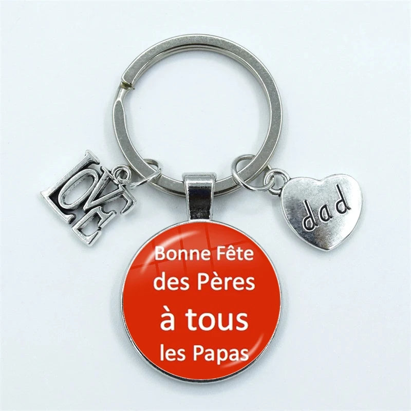 I Love Super Dad, Glass Dome Cabochon, Key Ring Keychain