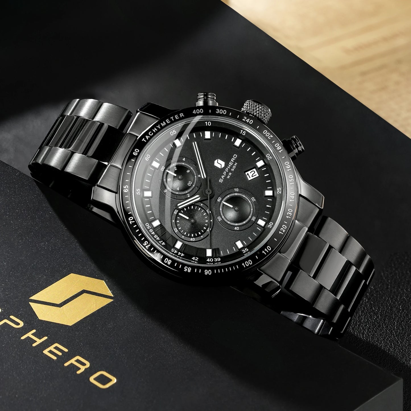SAPPHERO, Luxury Brands, Gold Plated Stainless Steel, Men’s, Elegant, Waterproof, Quartz Watch…Perfect For That First Date