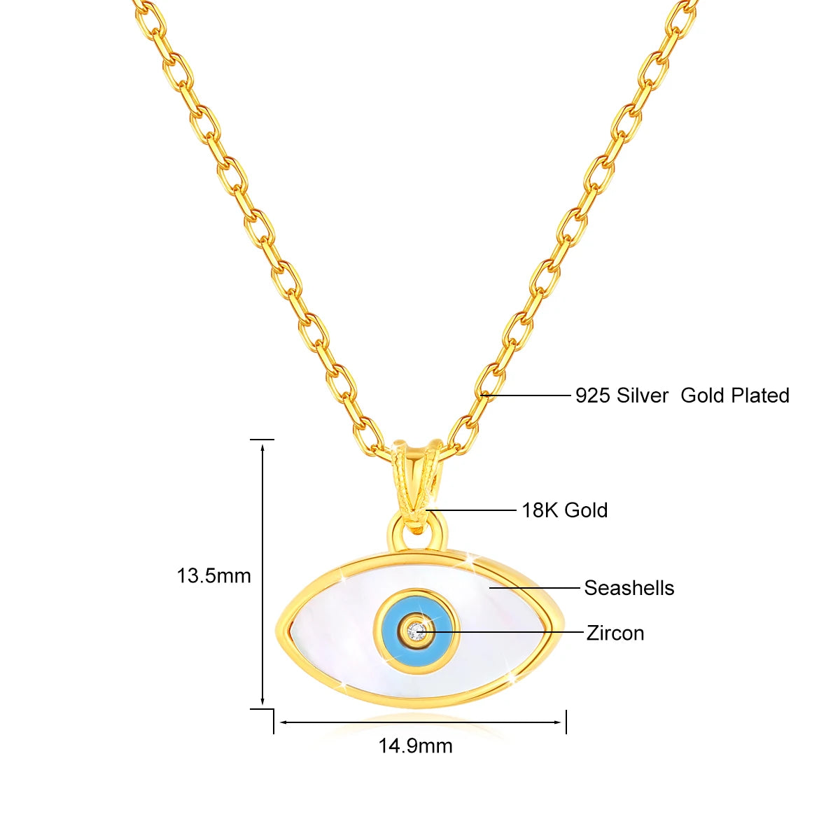 Niche Design, 18K Genuine Gold, Natural White Shell Necklace for Women... Anniversary Valentine's Day Gift Trendy Jewelry