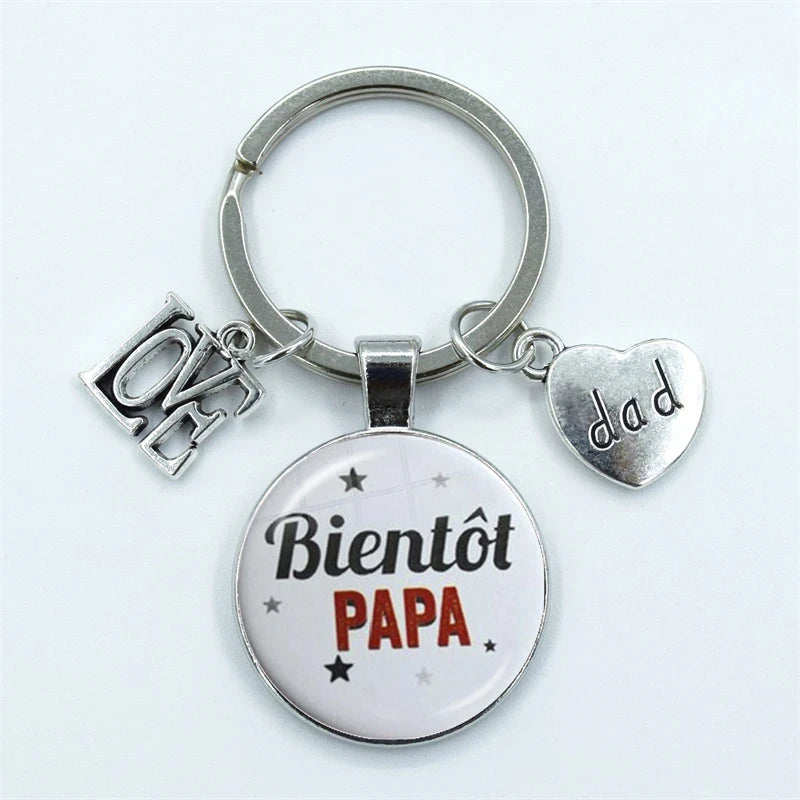 I Love Super Dad, Glass Dome Cabochon, Key Ring Keychain