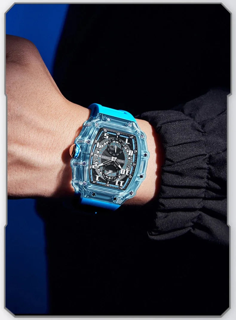 Unique, Blue, Fashion, Men's Waterproof, Outdoor, Sports, Military Watch For Men,