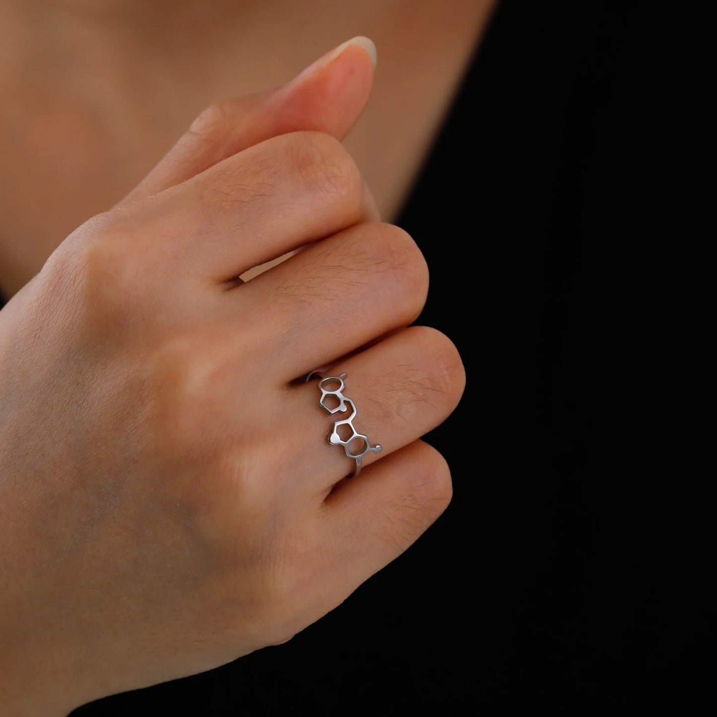 Attractive, Stainless Steel Chemical Molecule Ring, by Skyrim