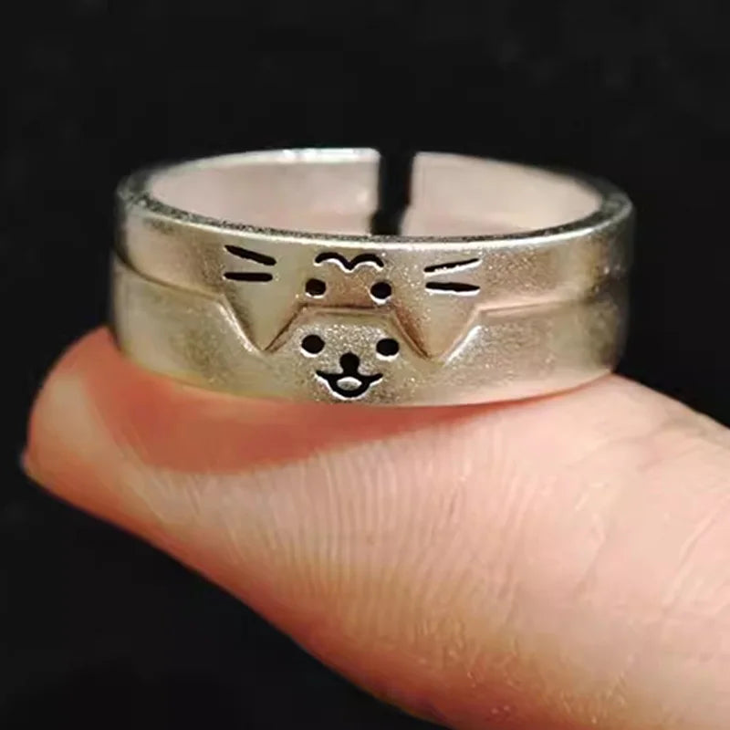 2pc Cute, Dog / Cat Animal Ring for Women & Men