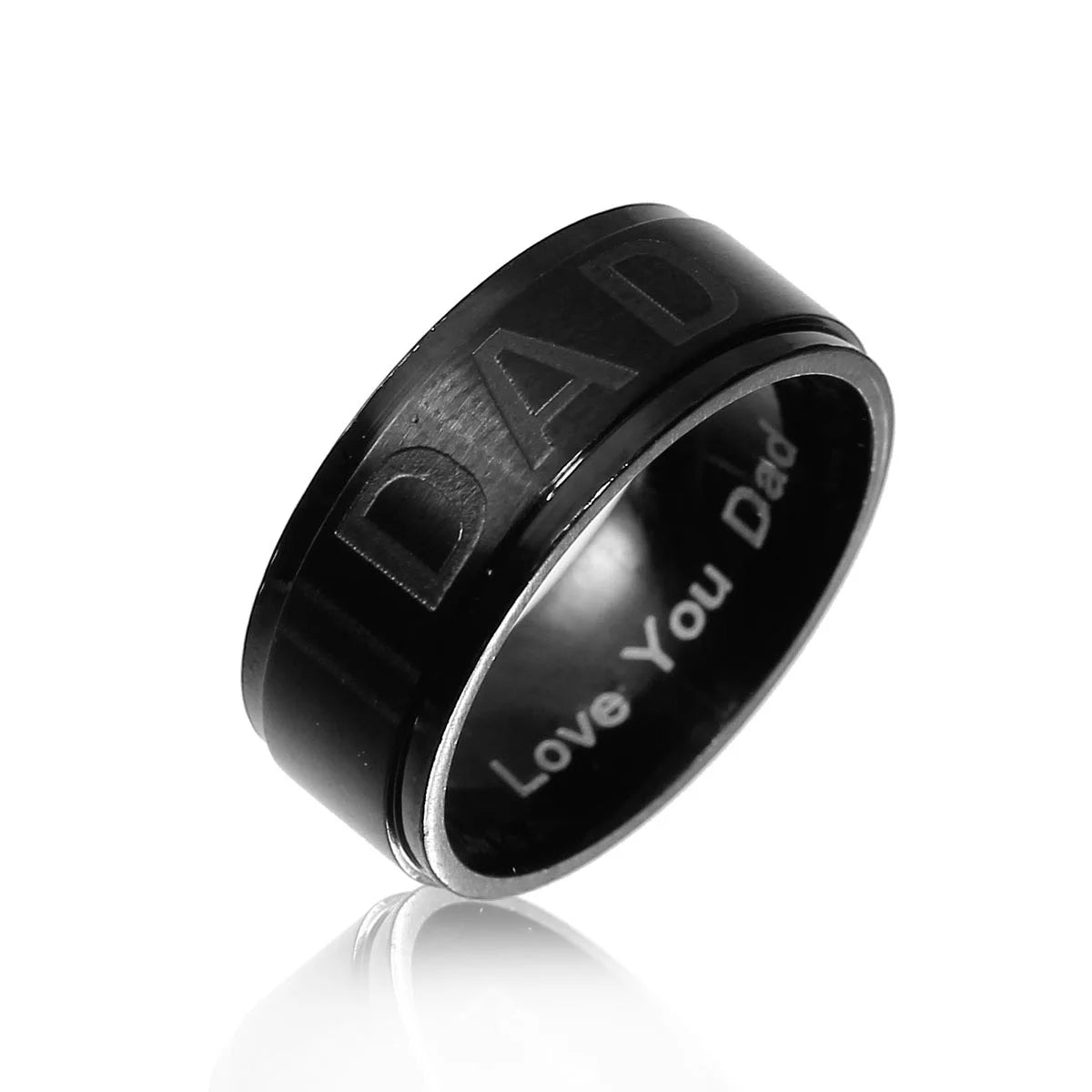 New Fashion, "LOVE YOU DAD” Stainless Steel Engraved Dad Ring, Great Father's Day Gift