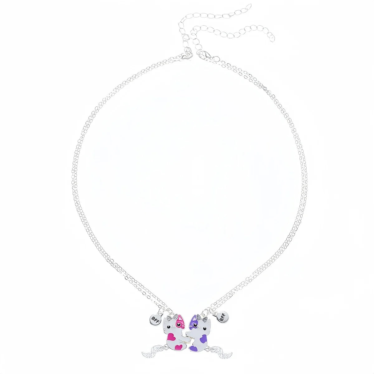 2Pc/set, Cute, Cat Shape Pendant Chain, Best Friends Necklace