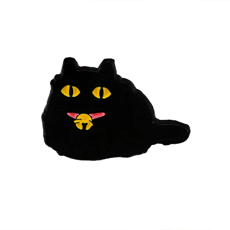 Cute Tiny Black Cat Enamel Pin Brooch