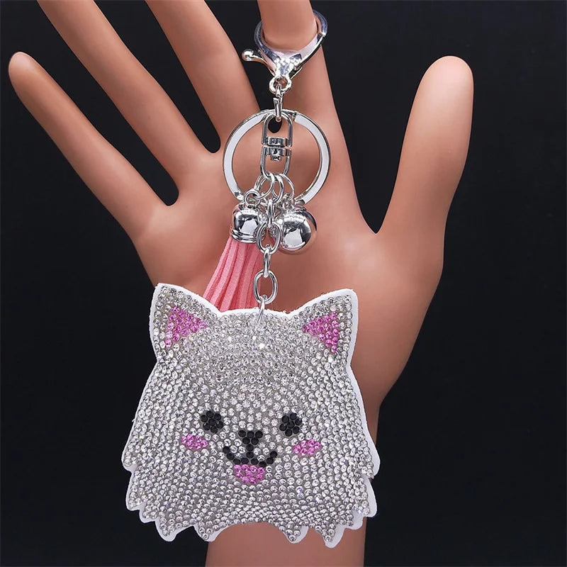 High Fashion, Chihuahua Dog Crystal Keychain Bag, by, Mujer