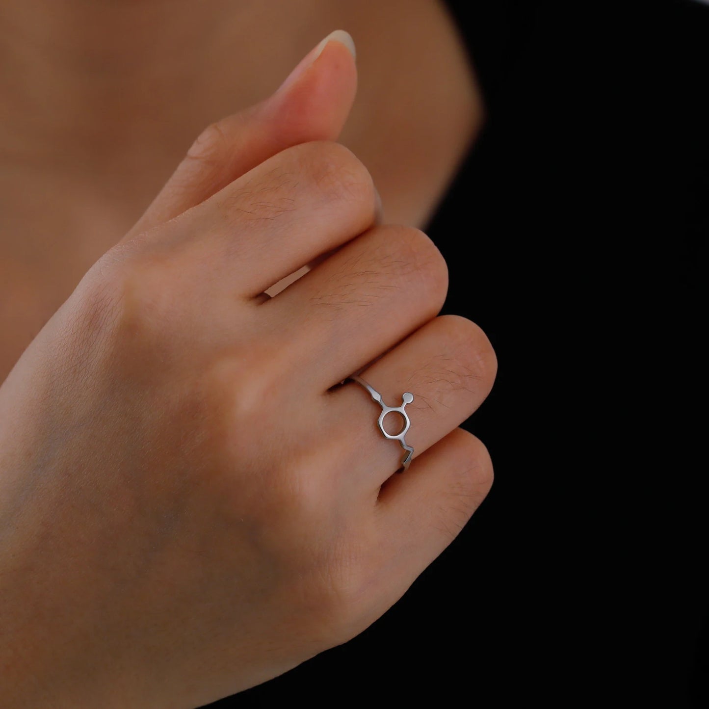 Attractive, Stainless Steel Chemical Molecule Ring, by Skyrim