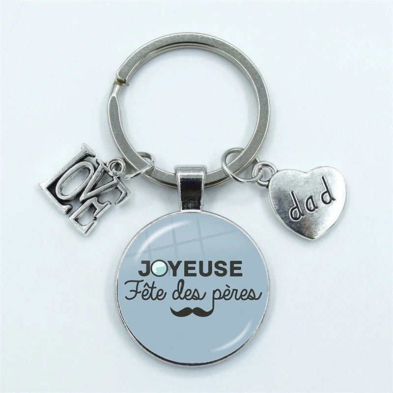 I Love Super Dad, Glass Dome Cabochon, Key Ring Keychain