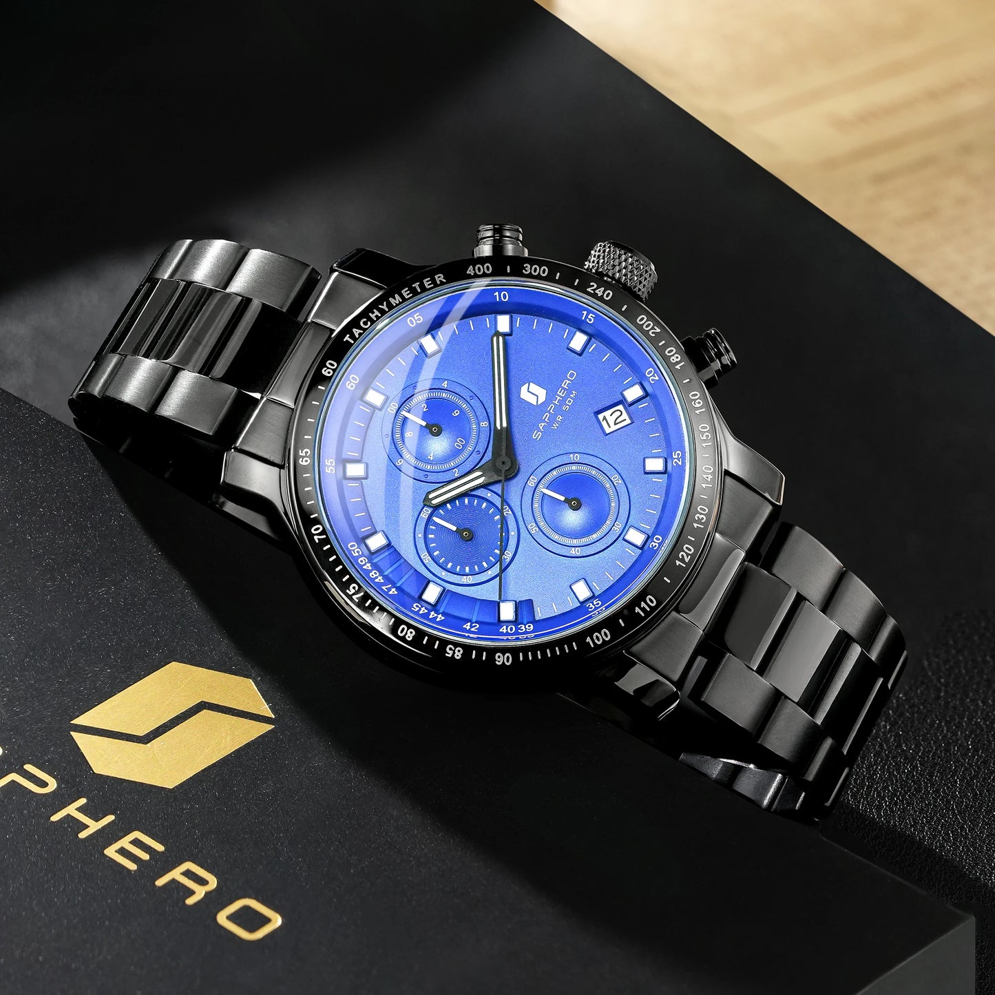 SAPPHERO, Luxury Brands, Gold Plated Stainless Steel, Men’s, Elegant, Waterproof, Quartz Watch…Perfect For That First Date