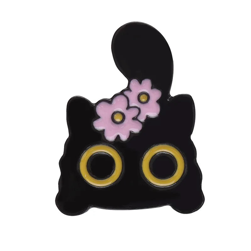 Cute Tiny Black Cat Enamel Pin Brooch