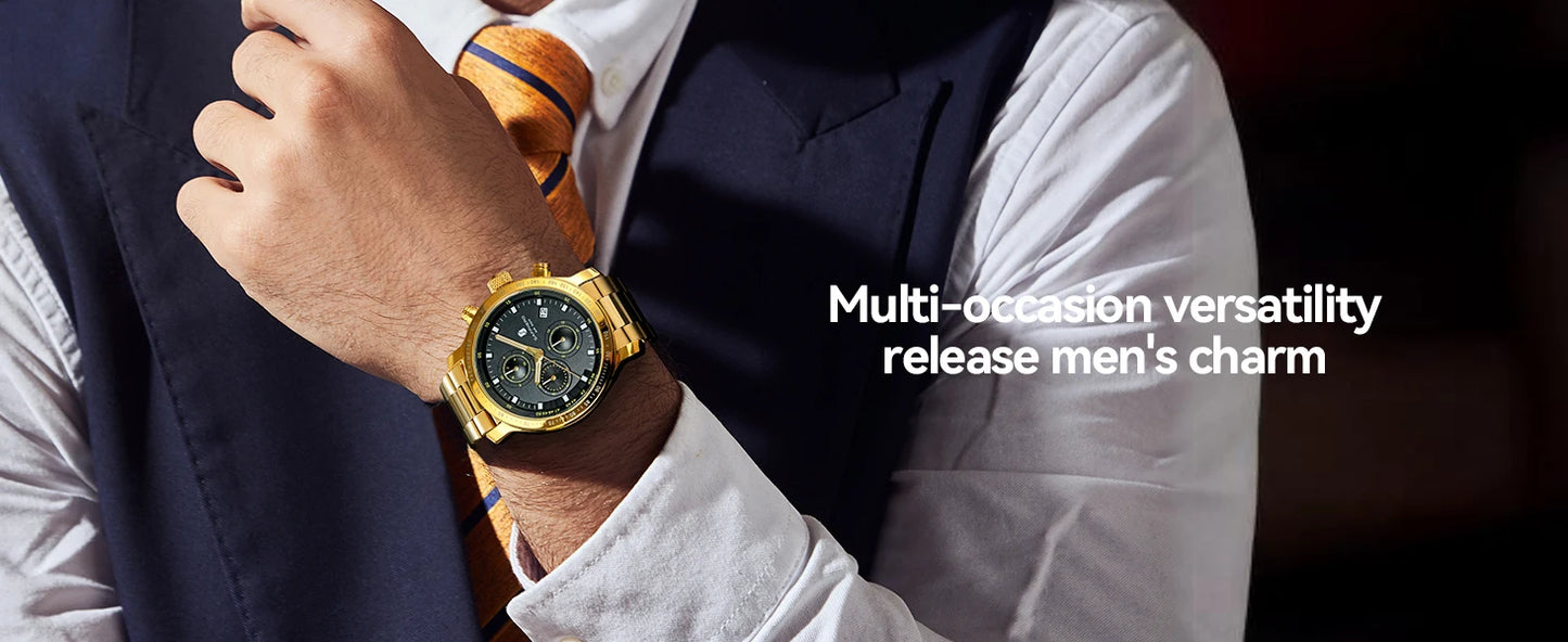 SAPPHERO, Luxury Brands, Gold Plated Stainless Steel, Men’s, Elegant, Waterproof, Quartz Watch…Perfect For That First Date