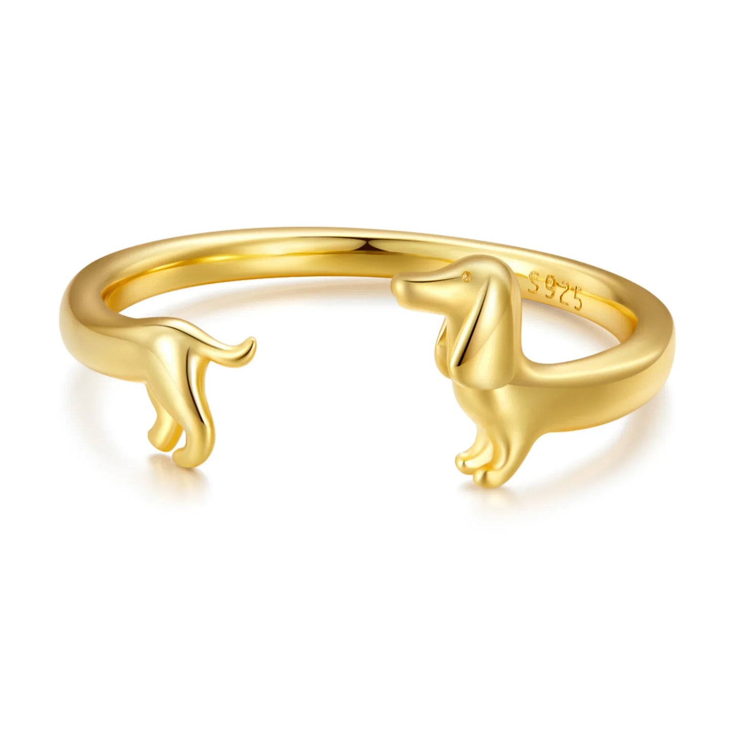 Genuine, 9.25 Sterling Silver, Cute Dachshund Dog Adjustable Ring, by WOSTU