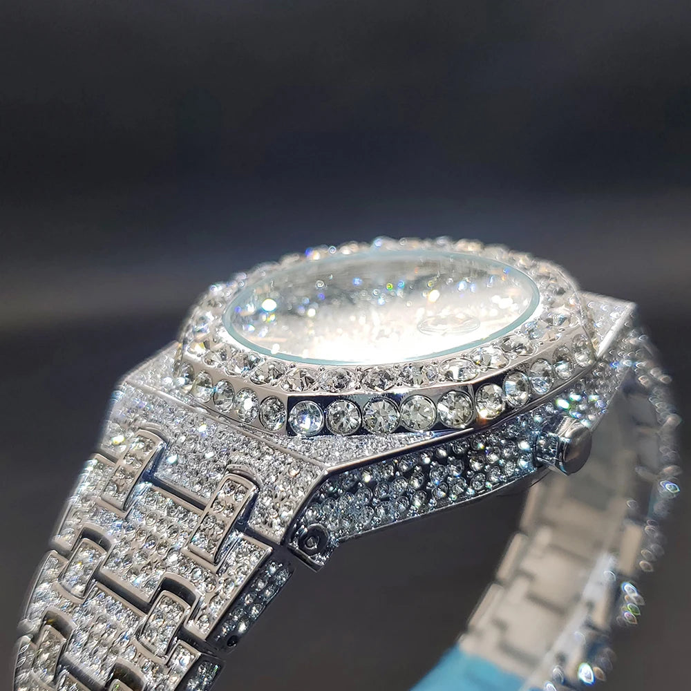Octagonal Case Luxury Cubic Zirconia Men's Watch, By UNIGUET