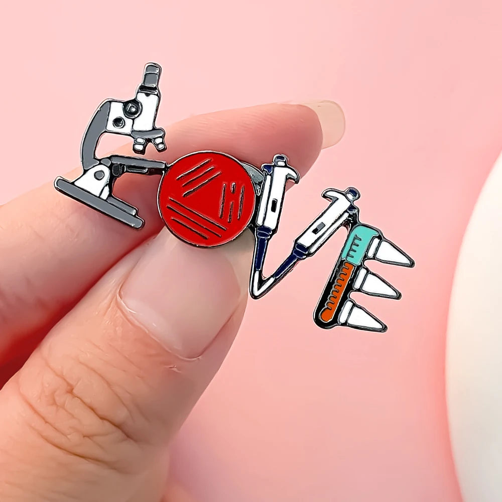 Lab Lover Enamel Microscope Brooch, by DCARZZ, a Perfect gift for Biologists and other Scientists