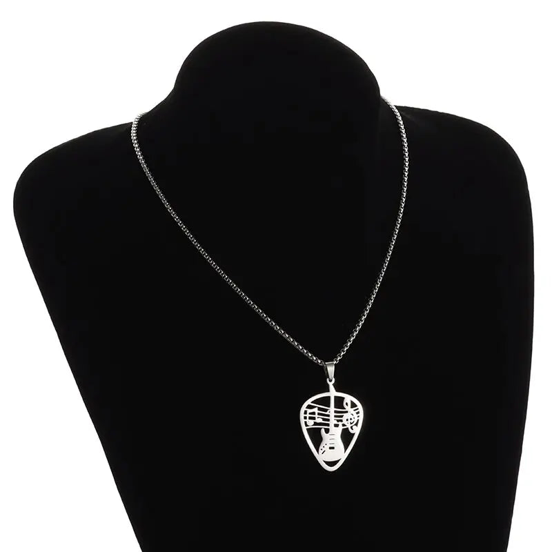 Stainless Steel, Electric Guitar Pick Necklace for Men and Women…Jewelry For Music Lovers