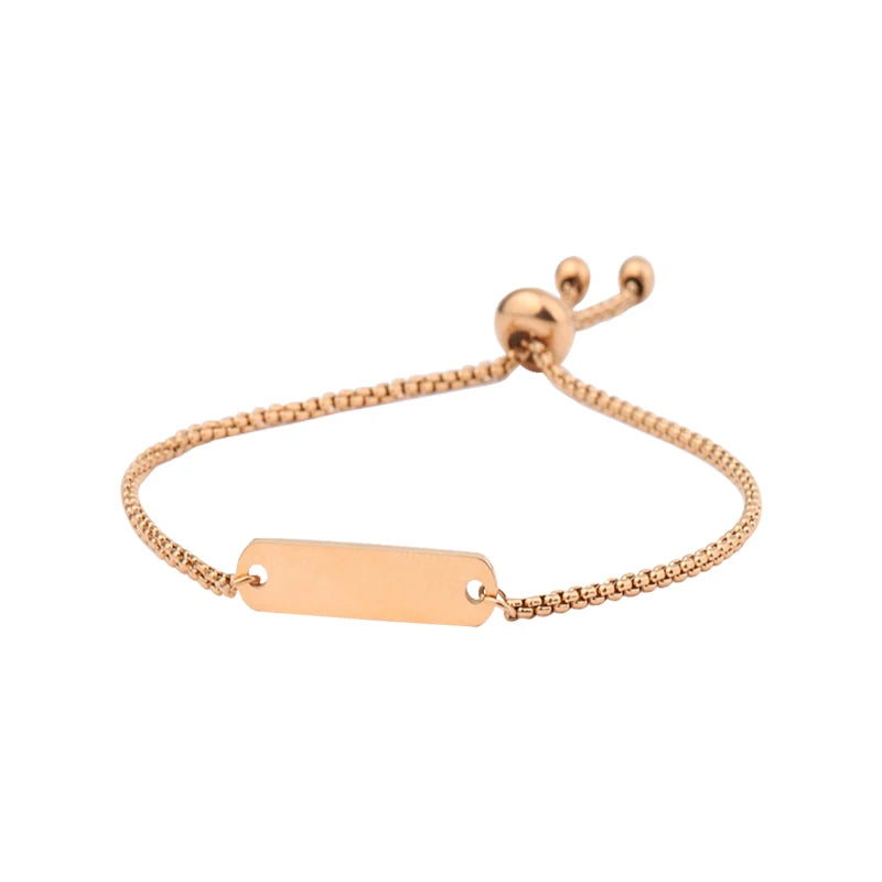 10Pcs 11.5cm Stamping Blank Bar Charm Bracelets Mirror Polish Stainless Steel Adjustable Bracelets For Women's Jewelry