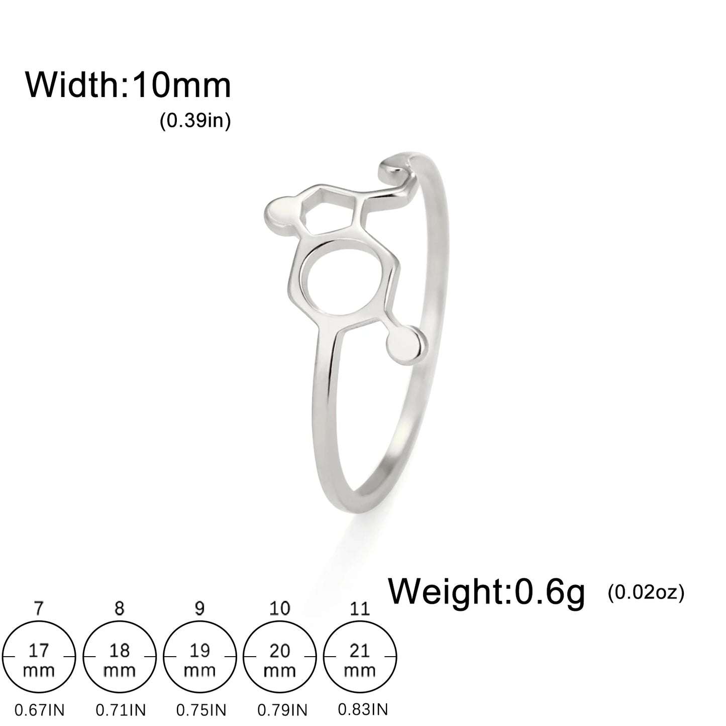 Attractive, Stainless Steel Chemical Molecule Ring, by Skyrim