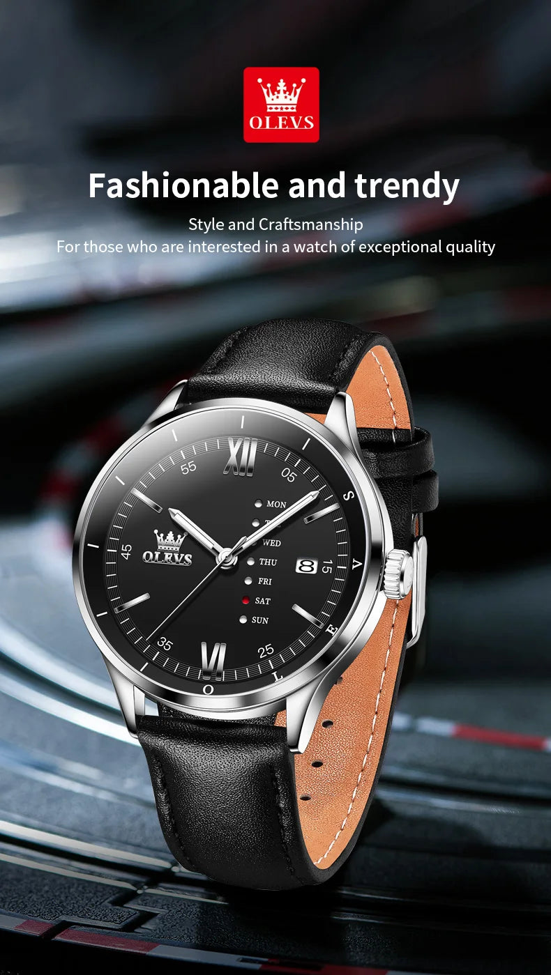 New, Waterproof Luminous, Automatic Date, Quartz Wristwatch For Men, By OLEVS