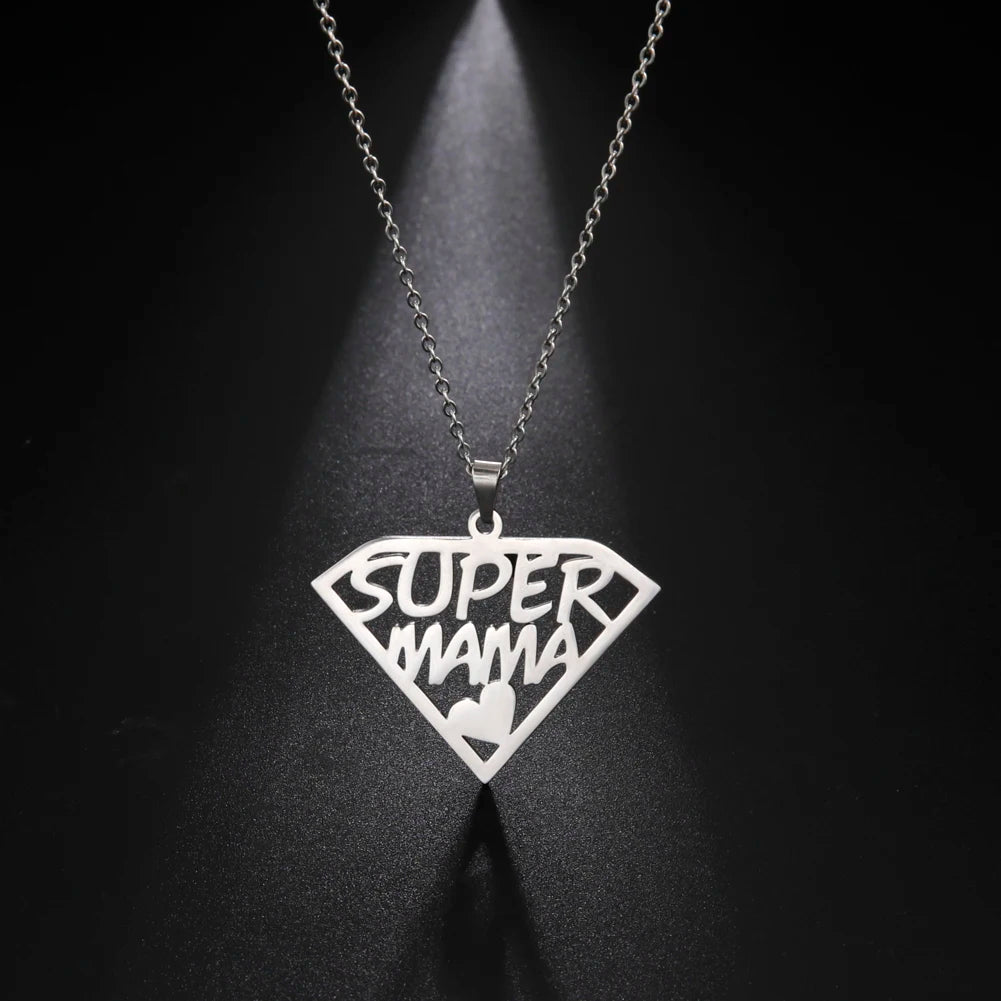 Cazador'S, "Super Papa/Mama", Stainless Steel Pendant Necklace for Men & Woman