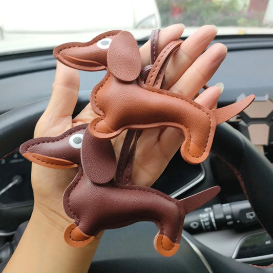Dachshund Dog Leather Keychain